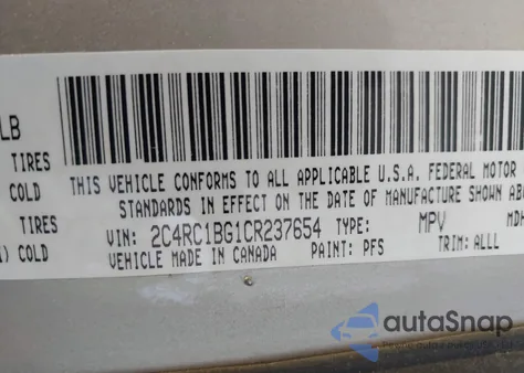 2012 Chrysler Town & Country Touring из США, поврежденный, VIN 2C4RC1BG1CR237654